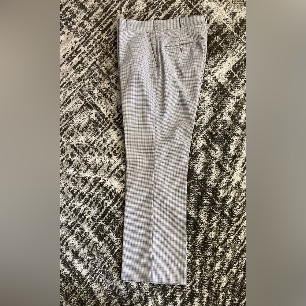 Two Pair Men’s Dress Pants Houndstooths Creme Blue Gray Black Rust Colors 1970